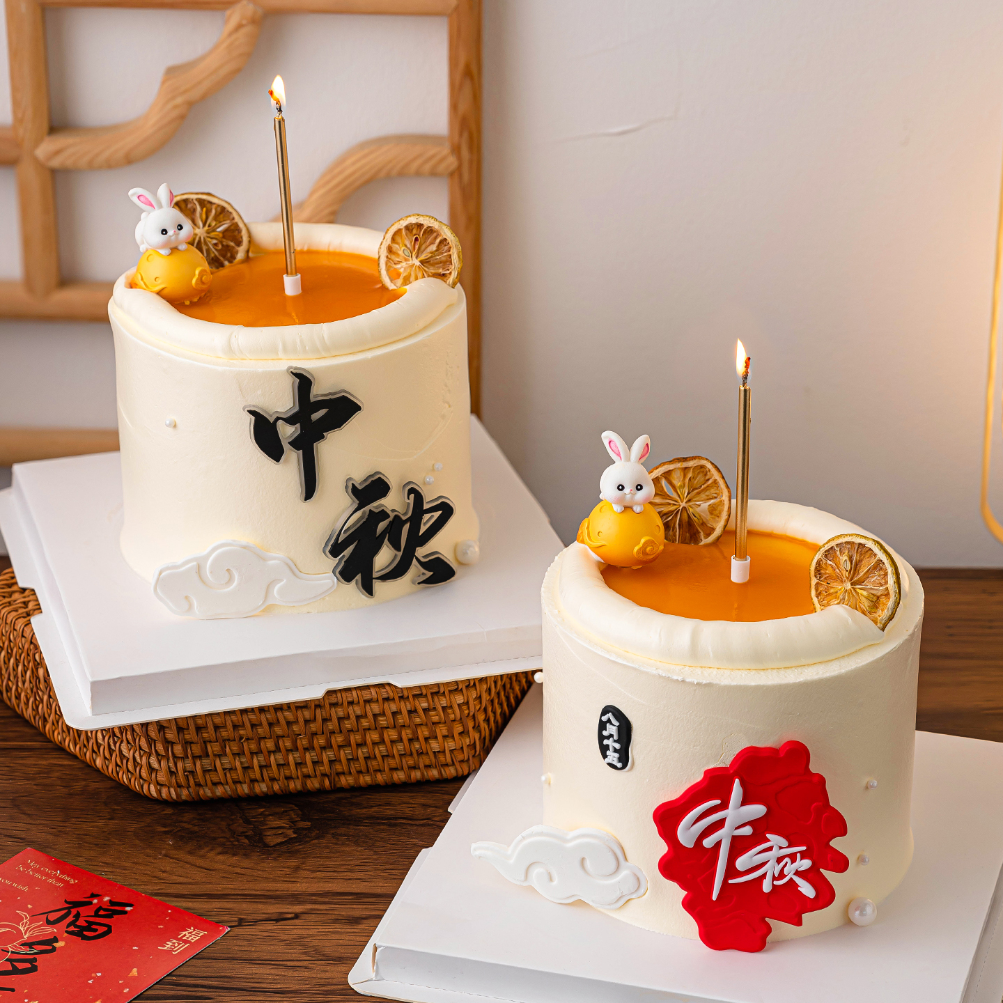 2025中秋节软胶文字贴牌装饰趴月球小兔子树脂摆件甜品蛋糕点缀