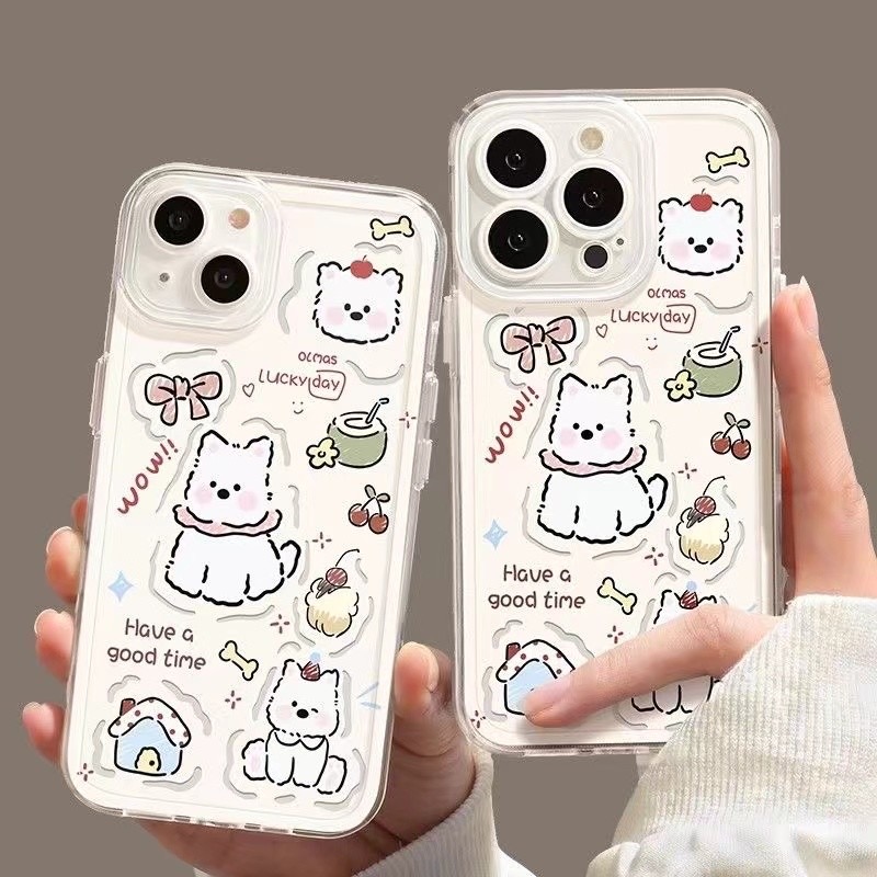 乖乖西高地适用iphone16透明15卡通手机壳华为vivo小米14oppo防摔