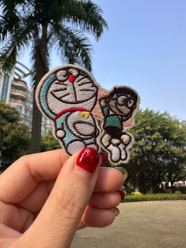 卡通哆啦A梦刺绣魔术贴绣花章布贴衣服裤子补丁装饰贴花