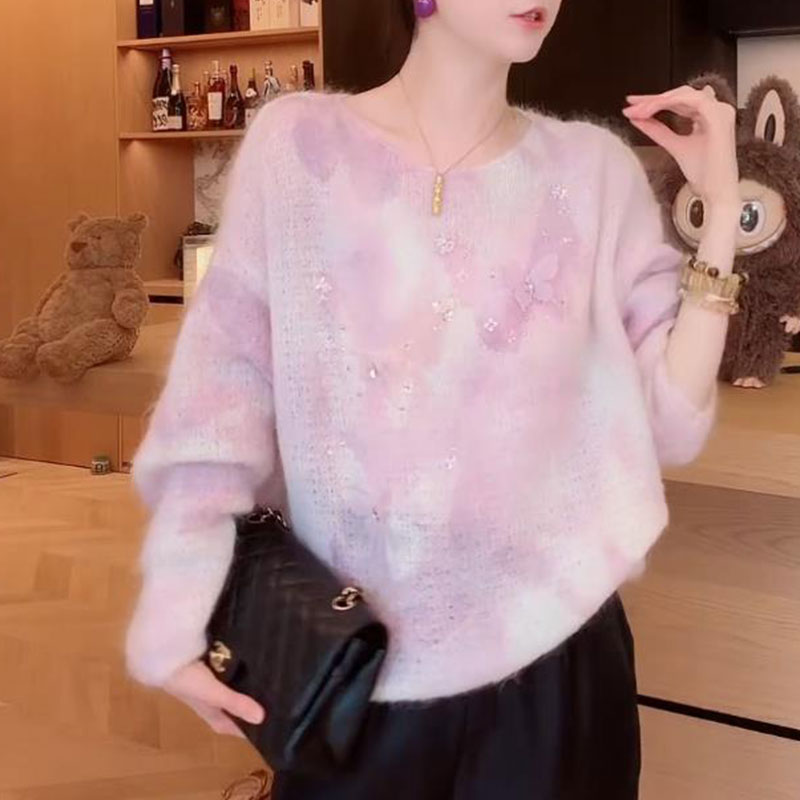 2025年春秋夏季新款韩版时尚毛针织衫女小众洋气高级感复古上衣潮