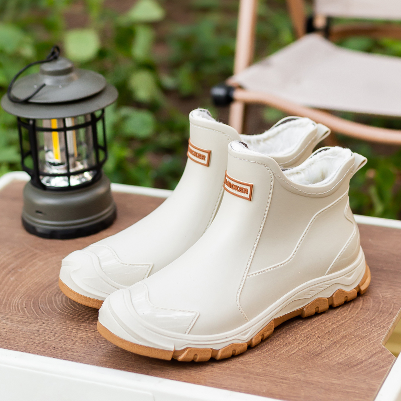 时尚休闲水鞋加绒男女雨鞋防滑耐磨短款胶鞋雨靴户外工作钓鱼水靴