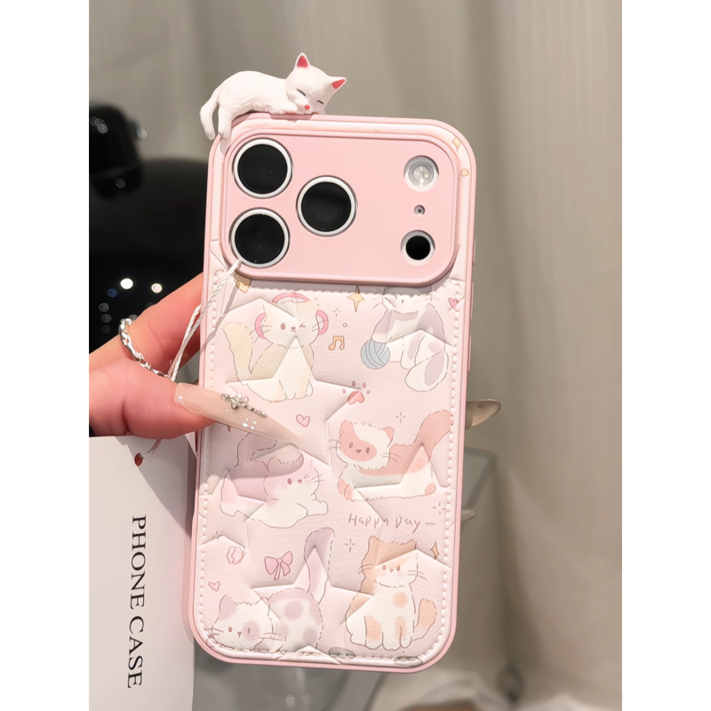 小猫适用苹果17pro手机壳16pm肤感五角星15plus小众防摔女华为p70