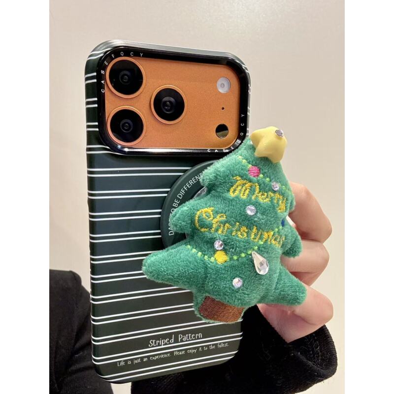 韩系ins水钻圣诞树磁吸适用于iphone17promax苹果16p手机壳新款15