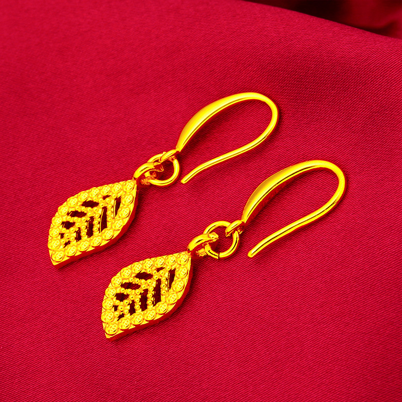 铜合金耳饰 新款 镂空小款叶子耳钩 小巧精致