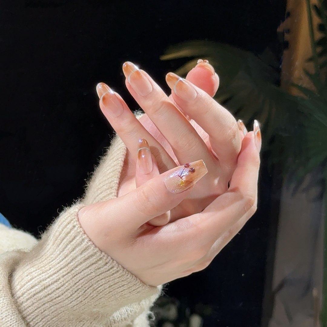 狐甲一方【樱落满枝】秋日晕染优雅俏皮纯手工穿戴甲