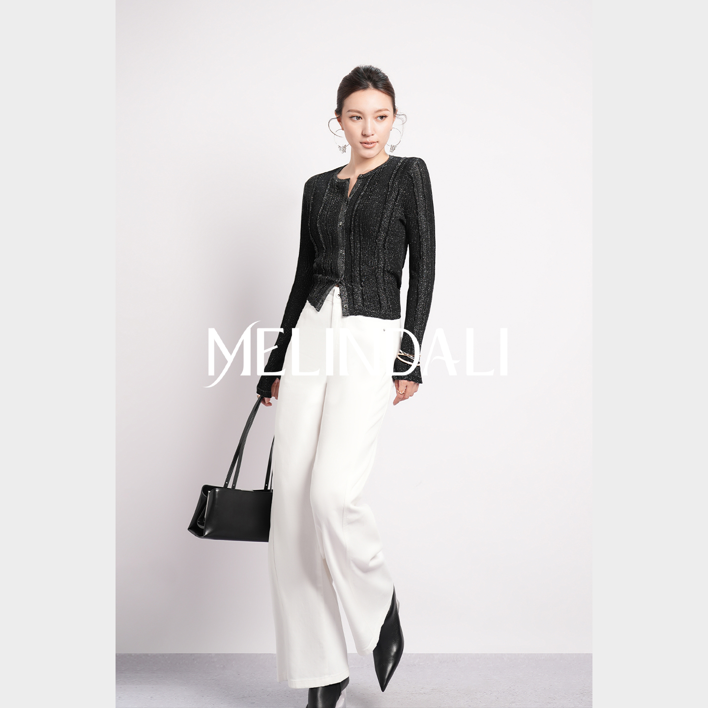 Melinda Li【腿精牛仔】莱赛尔天丝棉微弹复古水洗白色高腰牛仔裤