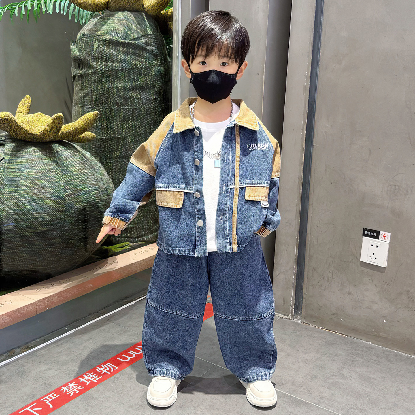 男童牛仔套装秋装2025新款痞帅儿童衣服宝宝春秋季洋气时髦两件套