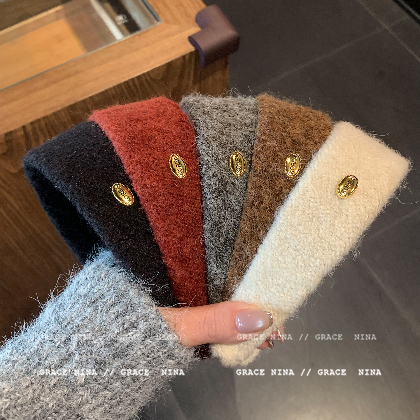 高质感！秋冬毛呢金标宽边发箍女法式外出百搭发卡高颅顶头箍发饰