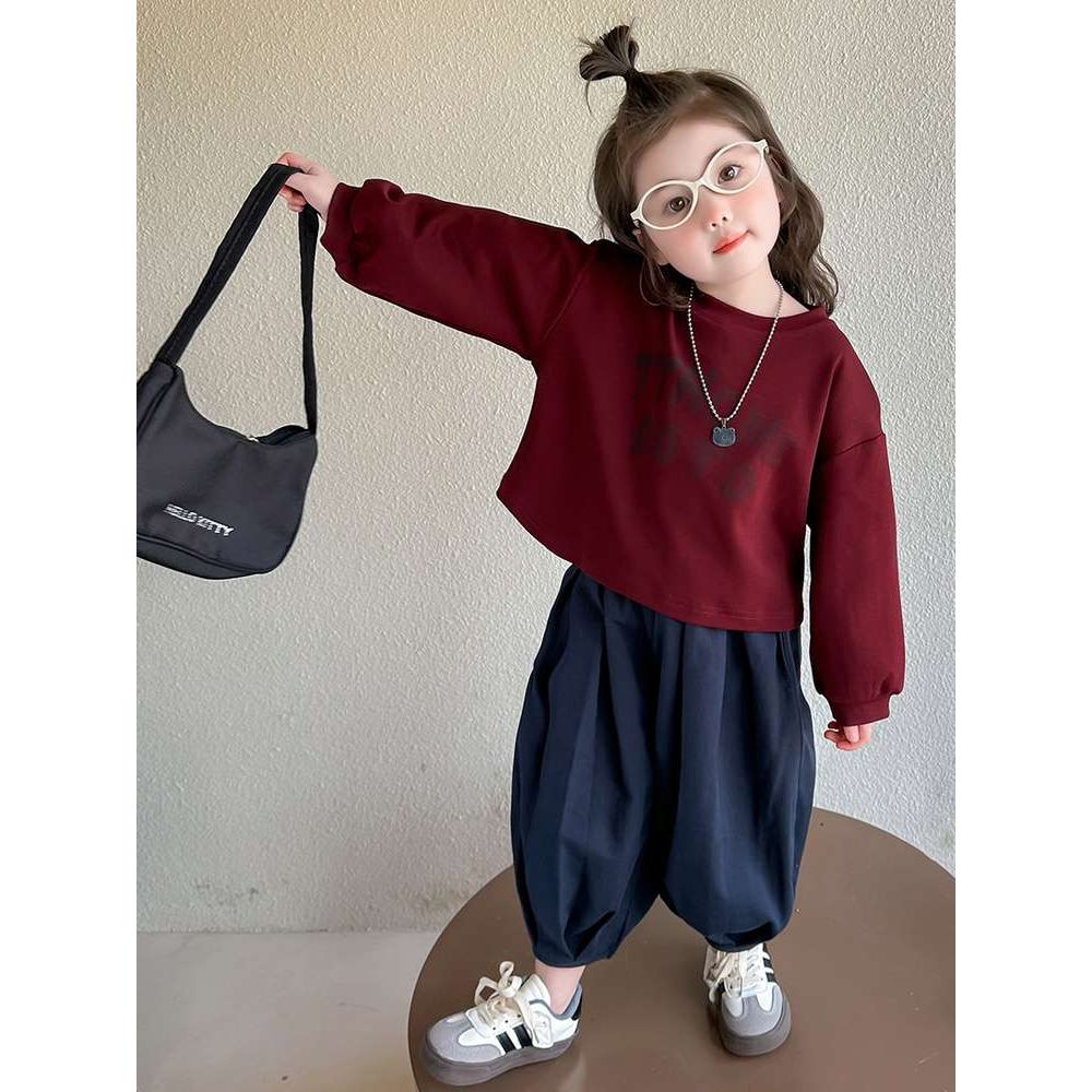 FAVMARTHA女童套装2025新春秋款韩系宝宝时髦休闲运动两件套儿童