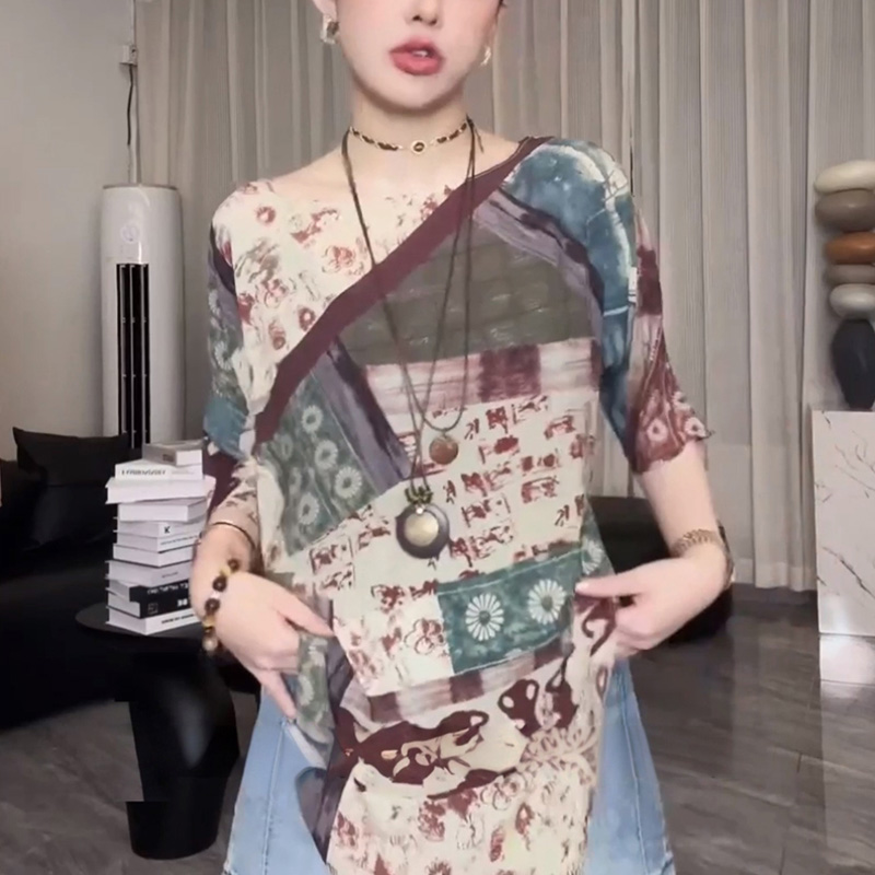 欧货复古洋气系带上衣女2025夏季流行单品新款T恤独特超好看小衫