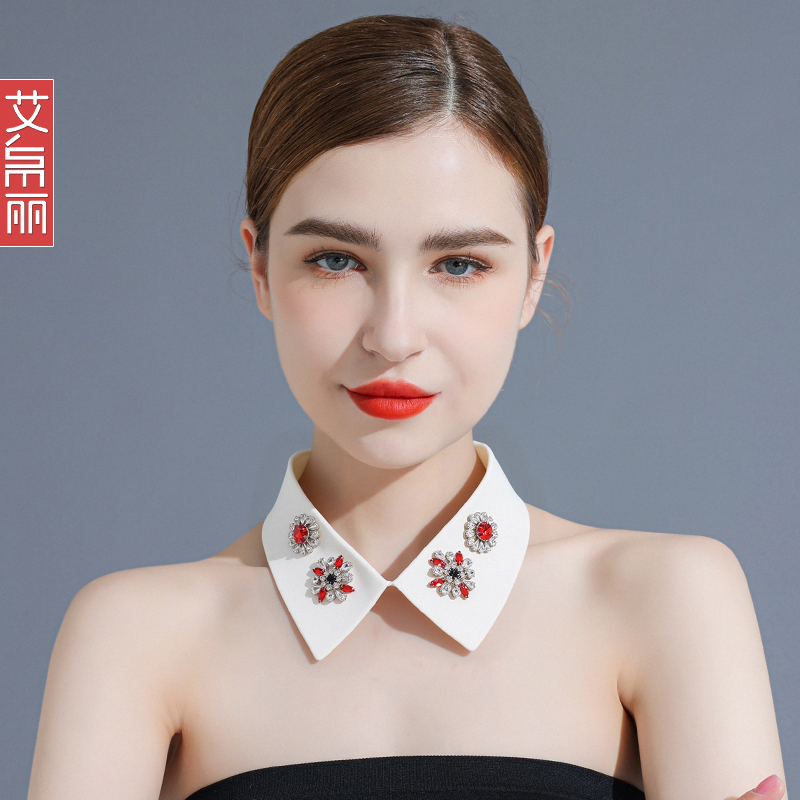 假领子女士设计感多功能装饰钉珠衬衣领春秋搭配毛衣方领假衣领子
