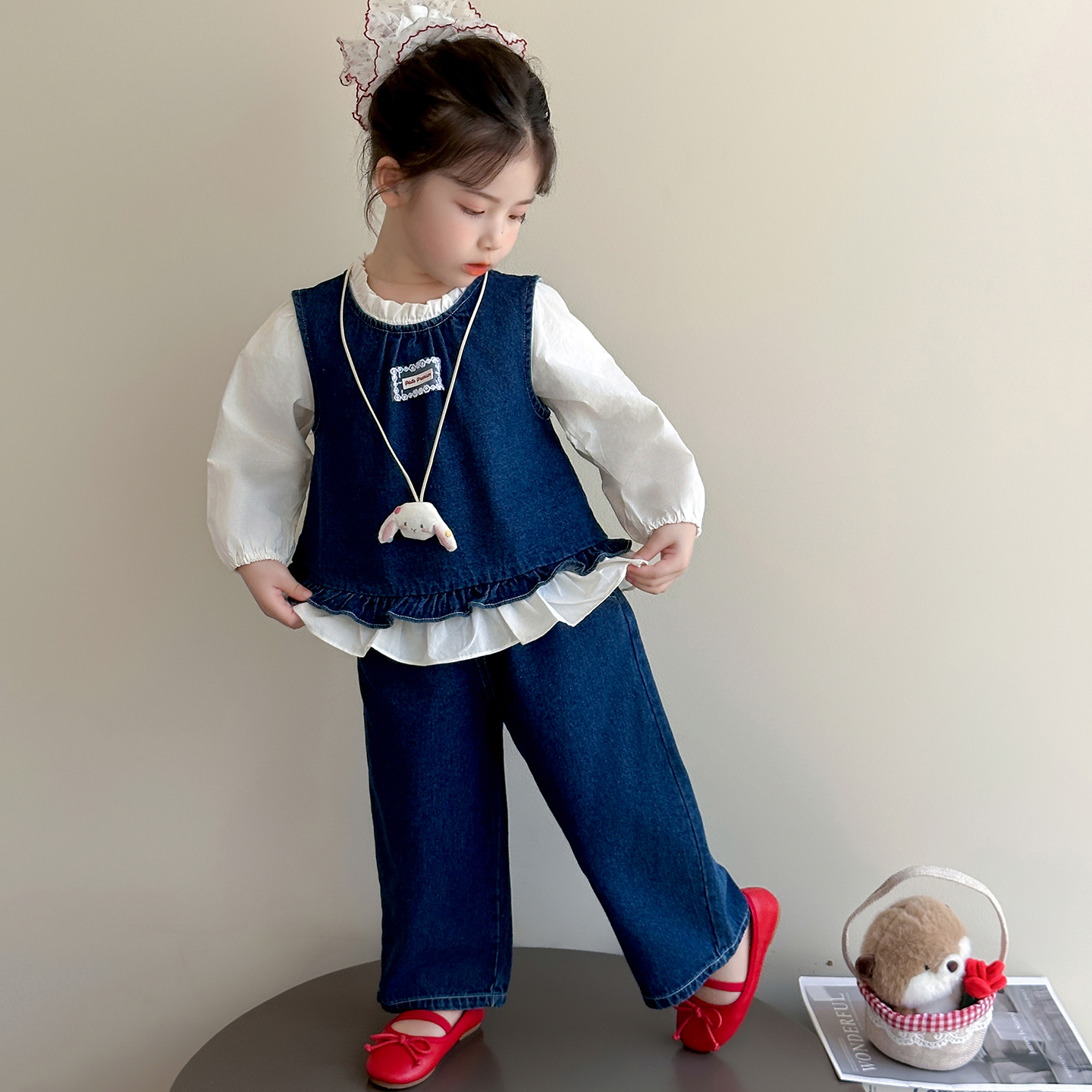 女童牛仔套装2025新款儿童春秋装韩版潮款女宝宝秋季洋气三件套