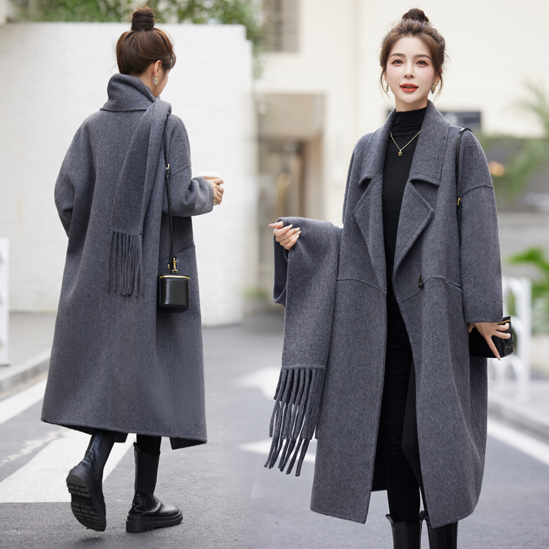 双面羊毛大衣女中长款2025春秋新款气质赫本风小香风时尚毛呢外套
