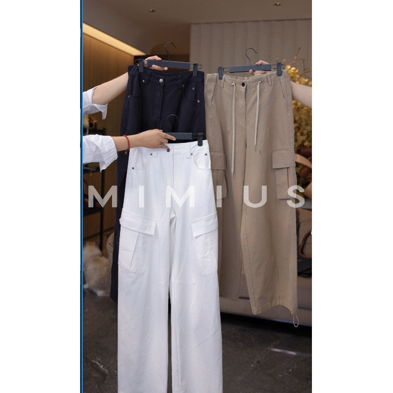 【mimius】U 撞色大口袋拼接工装休闲阔腿裤 G08123