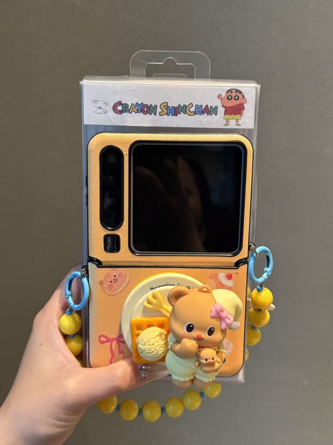 皮纹卡通黄油小熊磁吸适用华为purax手机壳pocket2折叠屏p50手提