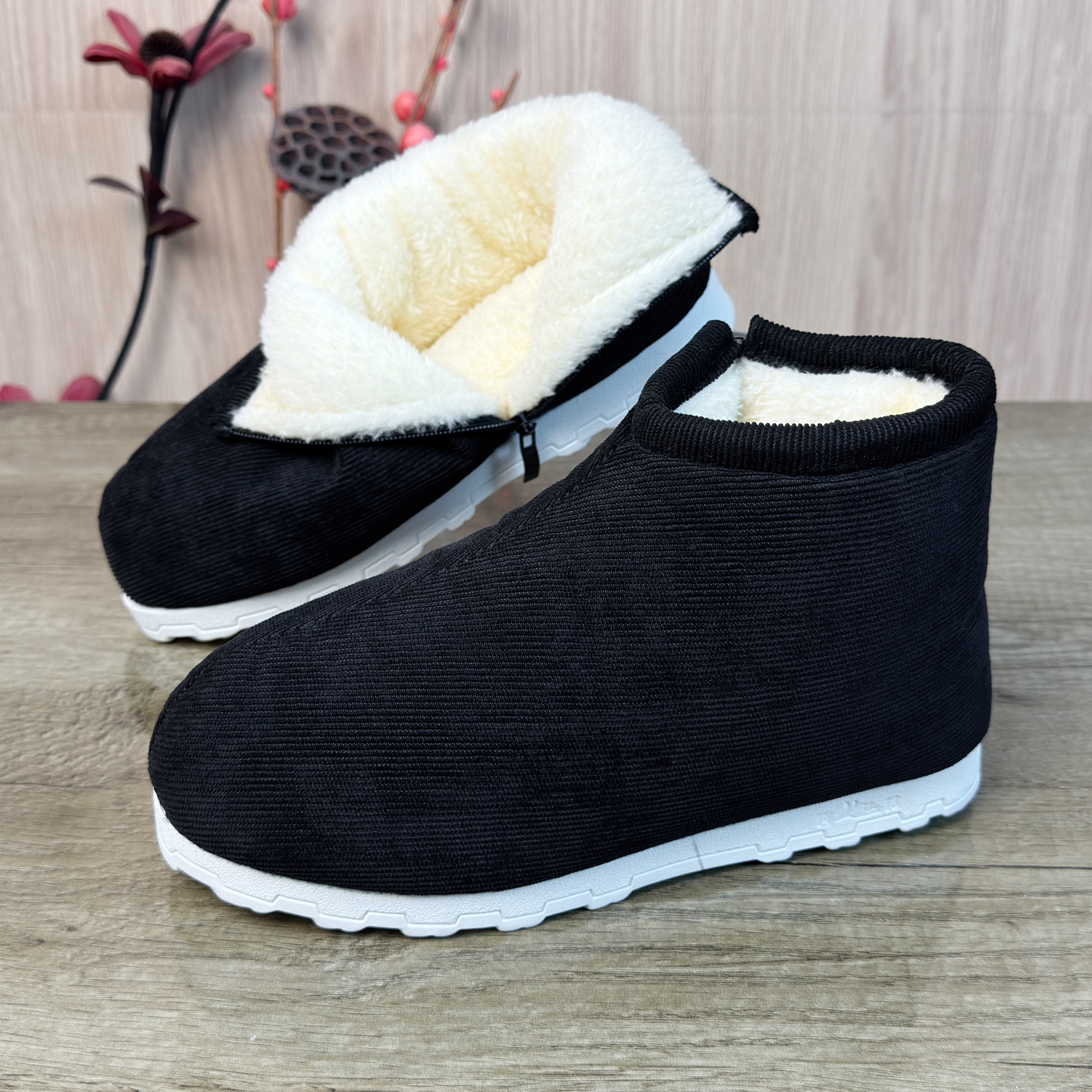 冬季老北京布鞋棉鞋男士加绒保暖高帮老式手工老人棉鞋加厚款防滑