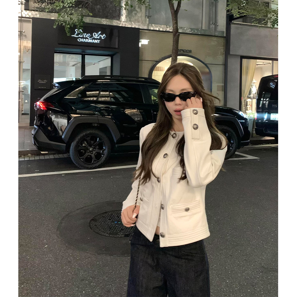 法式气质白色小香风外套女2025早秋新款名媛穿搭短款机车夹克上衣