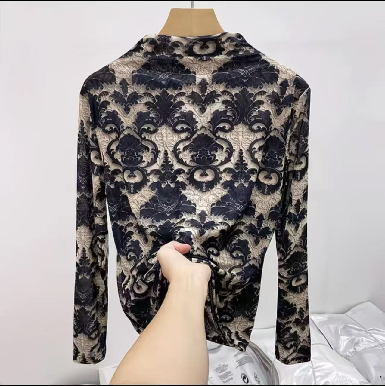 秋季新款半高领减龄气质时尚显瘦打底衫长袖秋冬百搭上衣86588