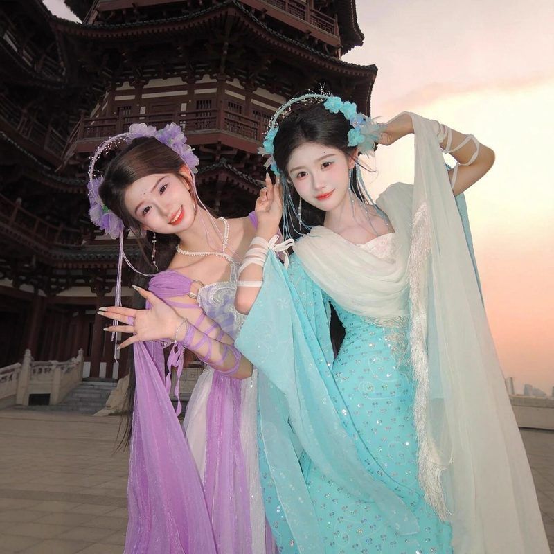 欢天喜地七仙女电视剧同款汉服女仙气飘逸夏日绝美古风连衣裙古