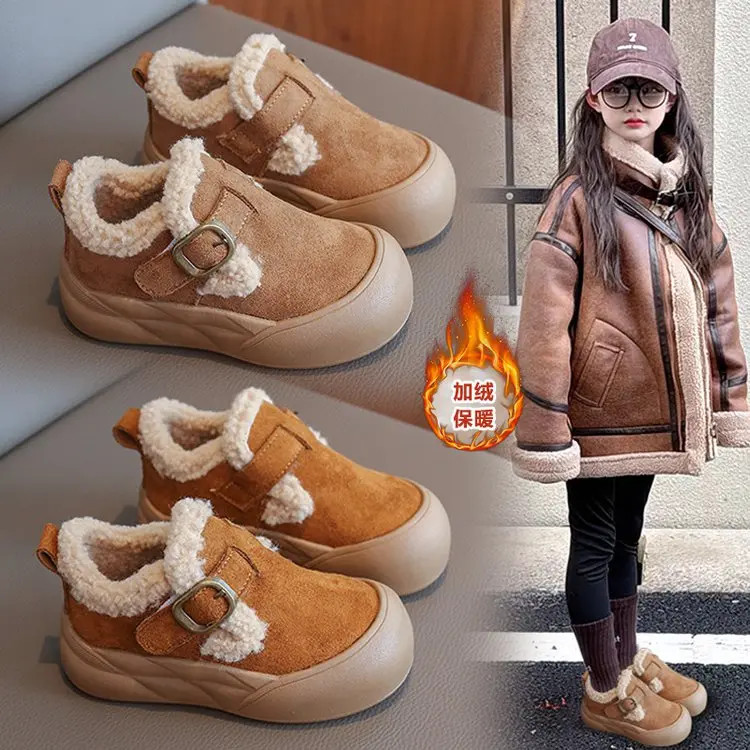 小黄鸭儿童二棉鞋雪地靴2025冬季新款加绒软底勃肯鞋宝宝毛毛鞋