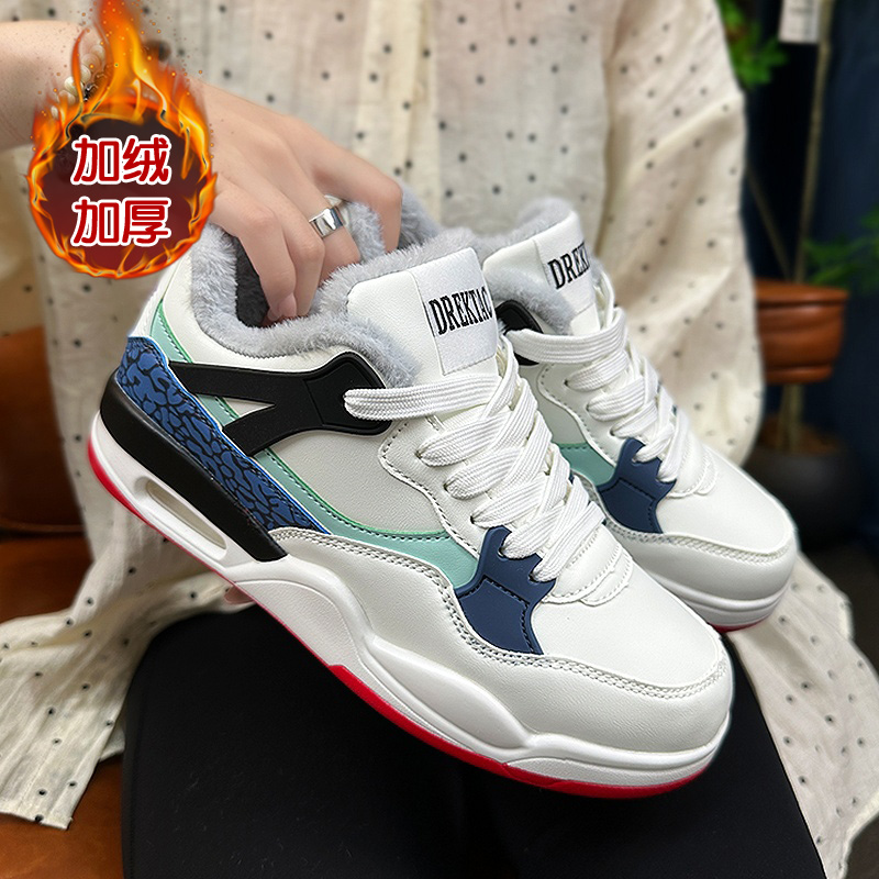 鞋子男款气垫运动保暖鞋网红时尚加棉加绒休闲板鞋情侣款跑步鞋潮