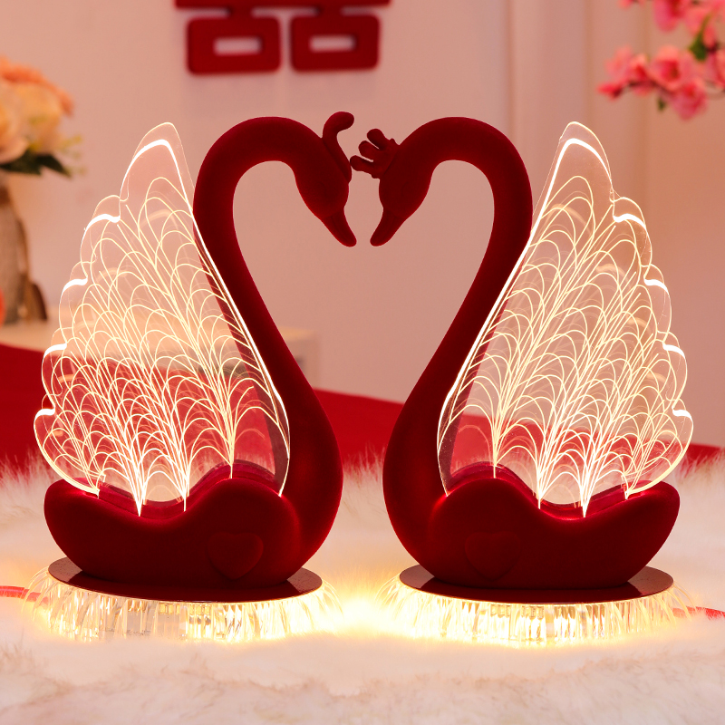 女方陪嫁长明灯一对家用高级感喜灯结婚送新人新娘婚房礼物床头灯