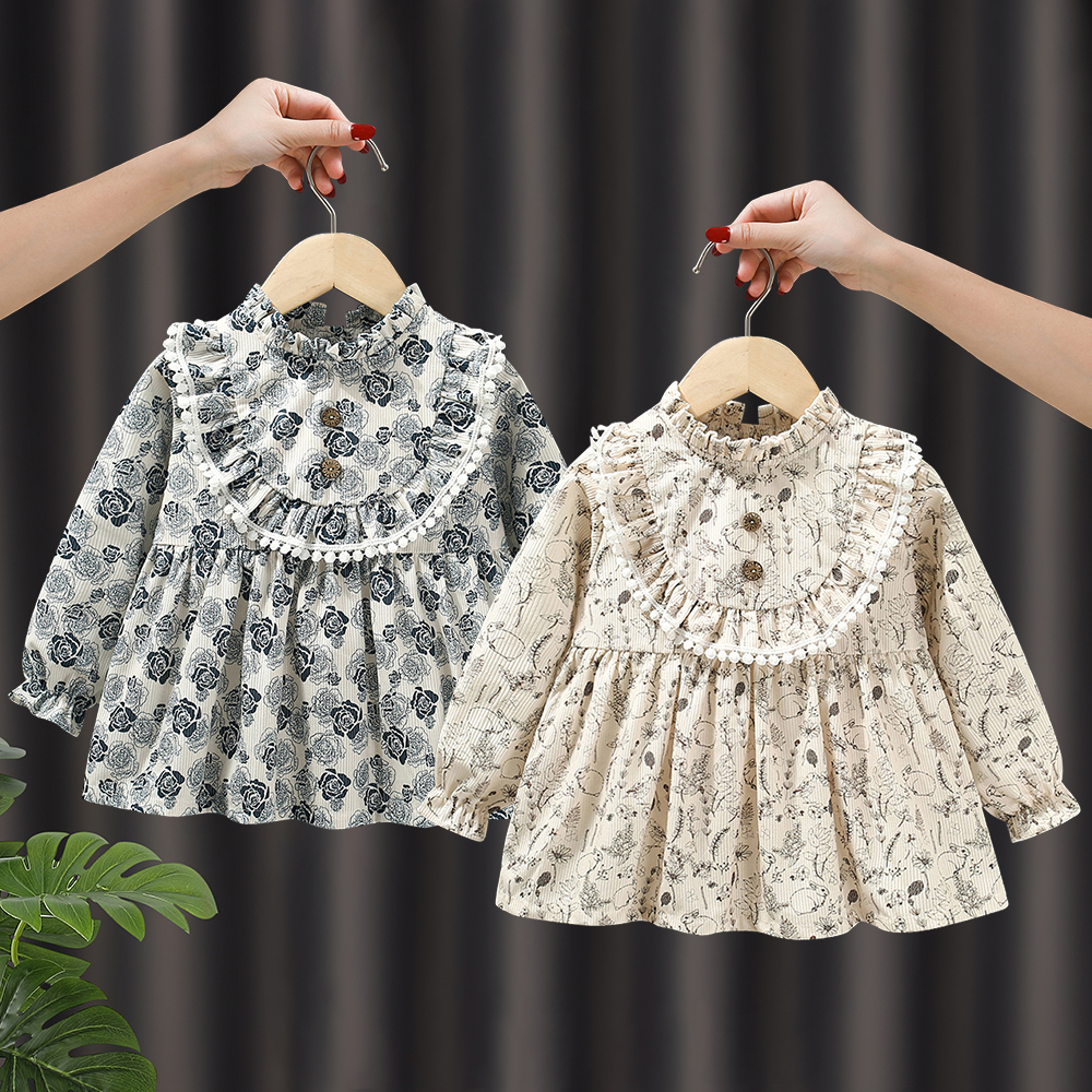 公主裙女宝宝罩衣防水防脏儿童围裙秋冬婴幼儿吃饭围兜护衣反穿衣