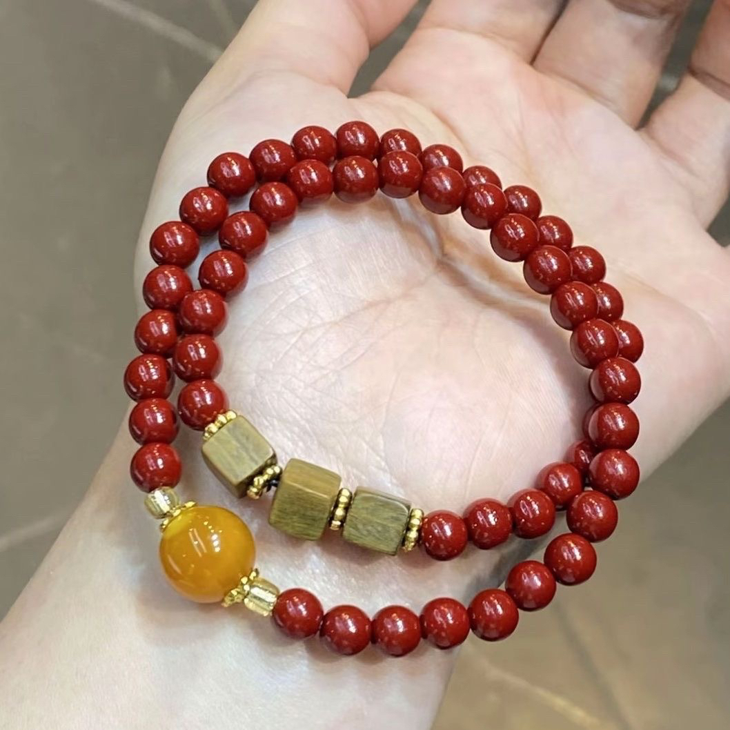 天然辰砂朱砂手串纯阳紫金砂转运珠女士佩戴手链本命年生日礼物