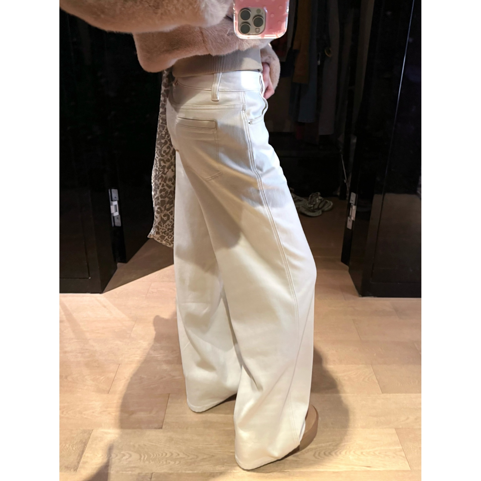 70不是七十【奶油雪意】秋冬韩系磨毛宽松直筒牛仔长裤