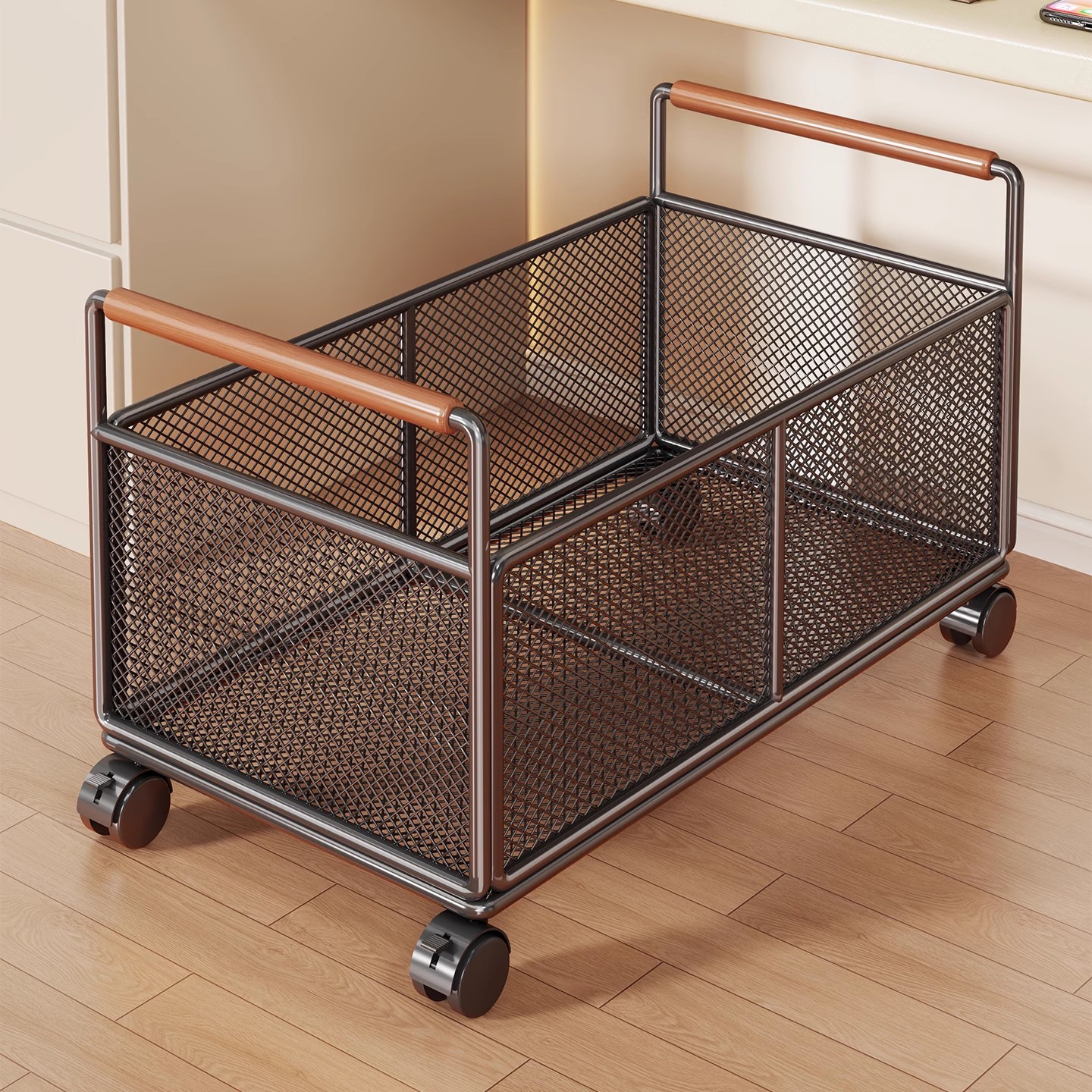 书本收纳箱学生装书籍收纳筐教室用带轮可移动书包置物架高中书箱