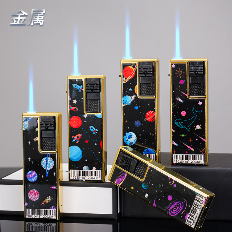 新款金属防风下滑可充气打火机加厚防爆炫酷个性创意