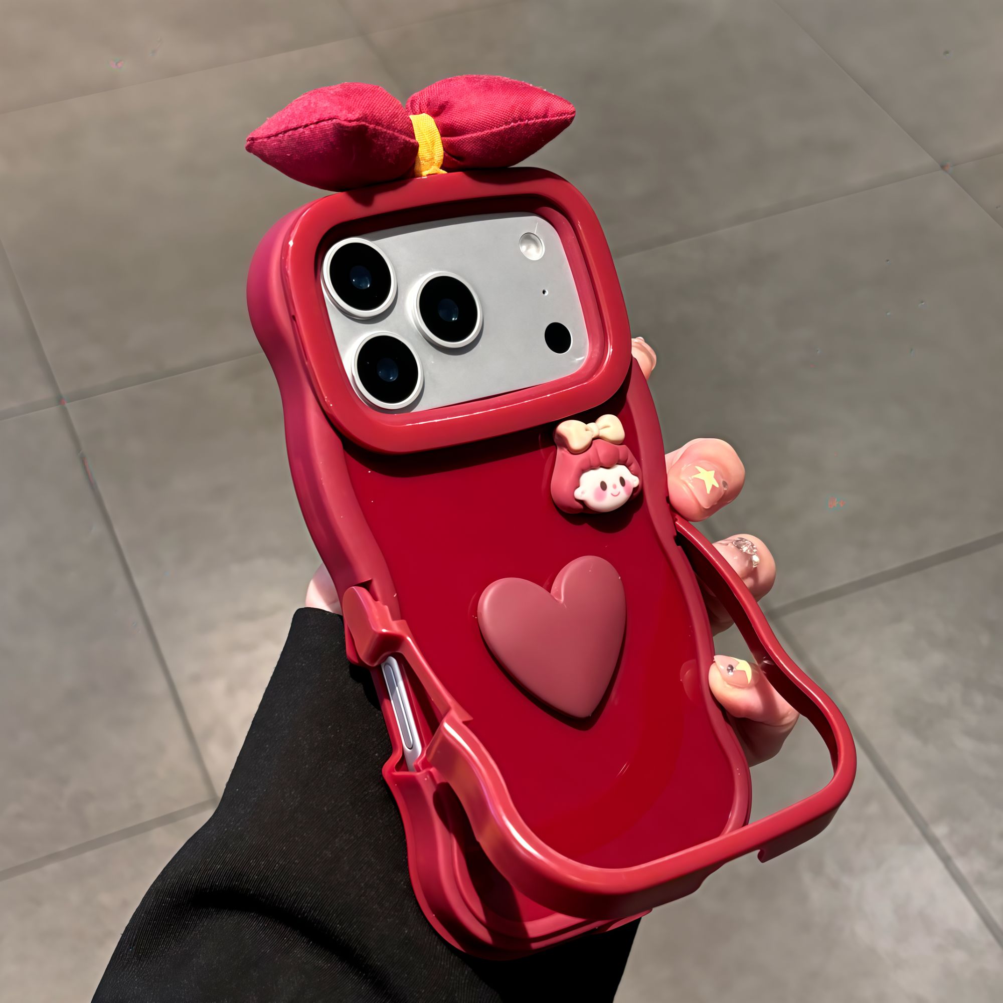 欧克里里蝴蝶结爱心女孩适用苹果17/16手机壳华为oppo小米15vivo