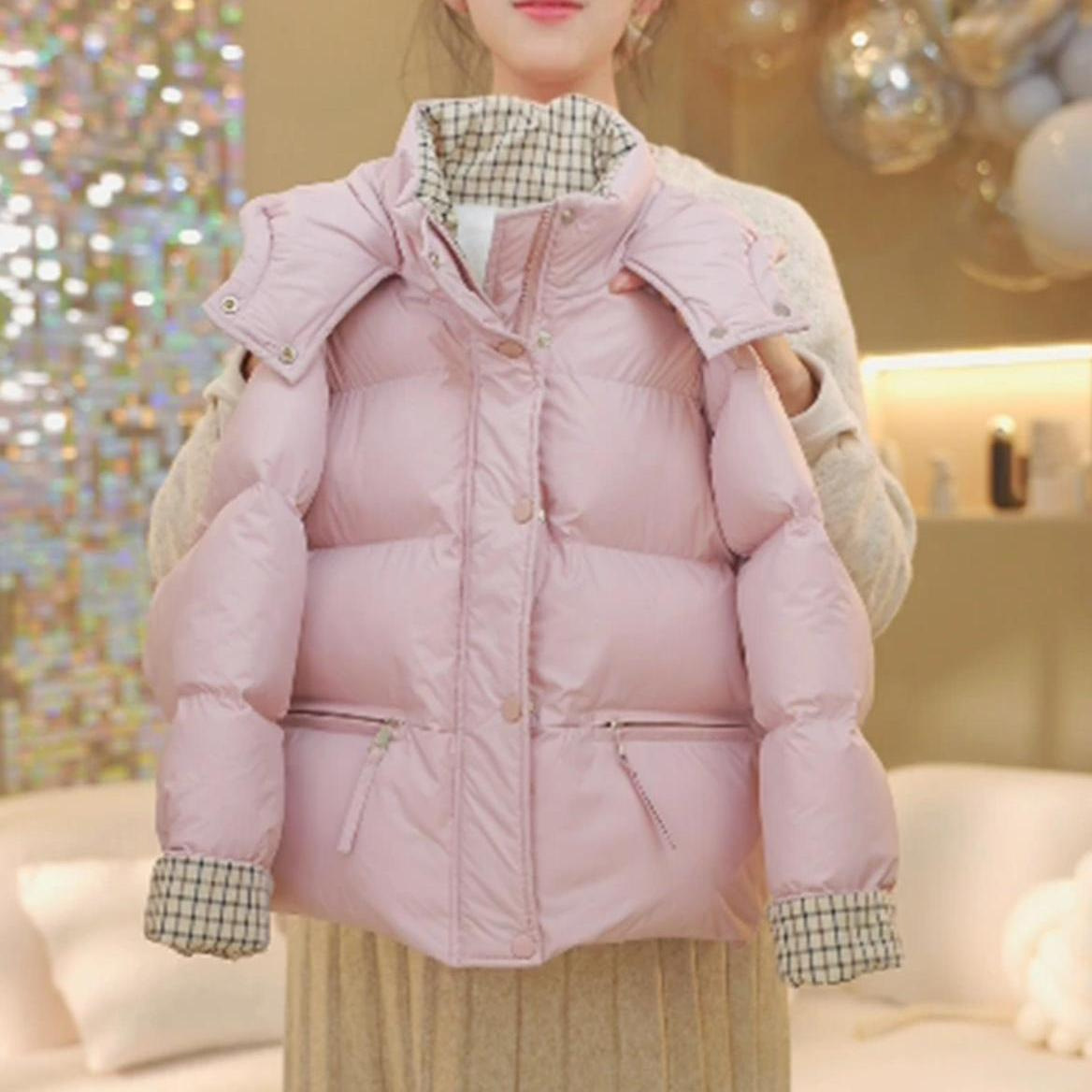 YeeHoO英氏【断码】绒棉服中大童拼色中大童棉衣加绒外套冬装pu皮