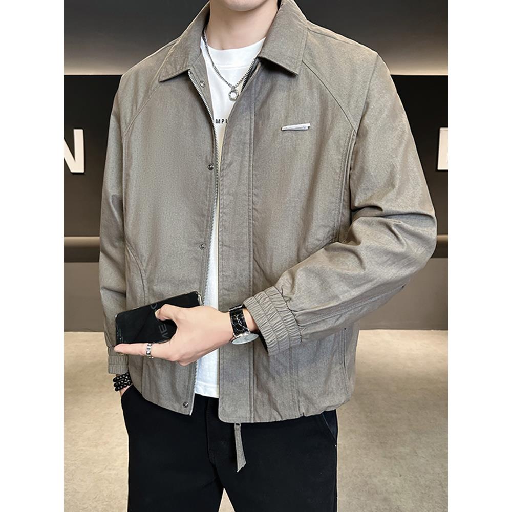 男士外套春秋季2025新款翻领痞帅潮牌男装上衣高级感休闲男款夹克
