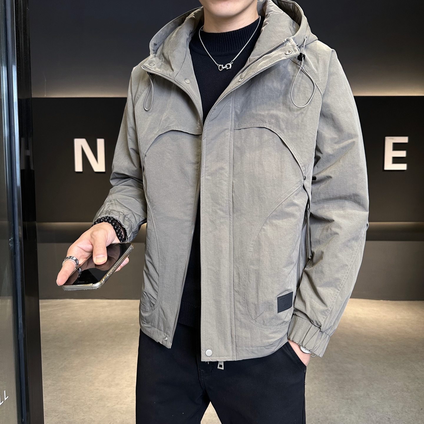 连帽棉服外套男士冬季2025新款保暖加棉加厚防风冲锋衣款夹克冬装