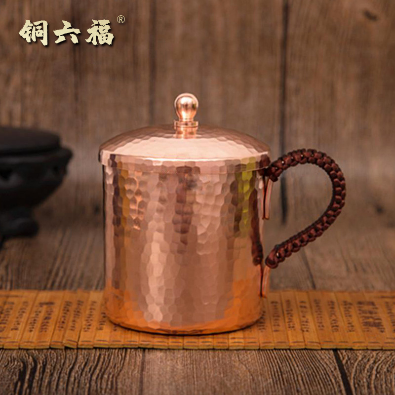 纯铜手工杯子手工铜水杯加厚煮茶紫铜杯黄铜杯啤酒户外围炉煮茶壶
