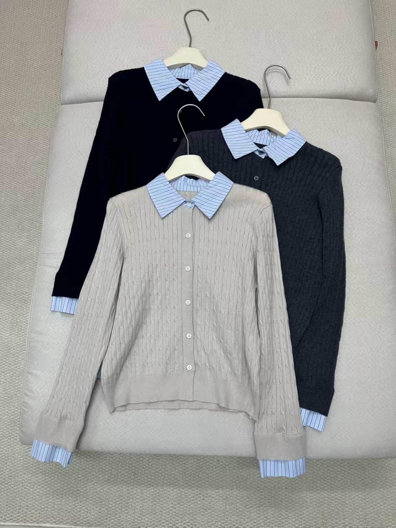 针织开衫外套女士春秋冬季2025年新款假两件爆款外穿宽松毛衣上衣