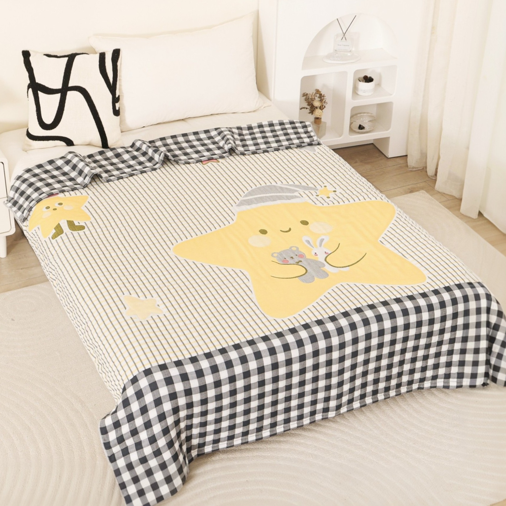 【晚安小星星】150*200cm柔软亲肤透气四季被春秋被冬被棉纱泡芙被