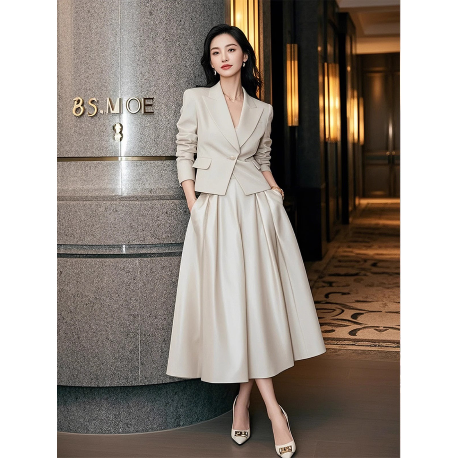 2025春装新款女装时尚穿搭一整套气质西装套装裙子高级感洋气通勤
