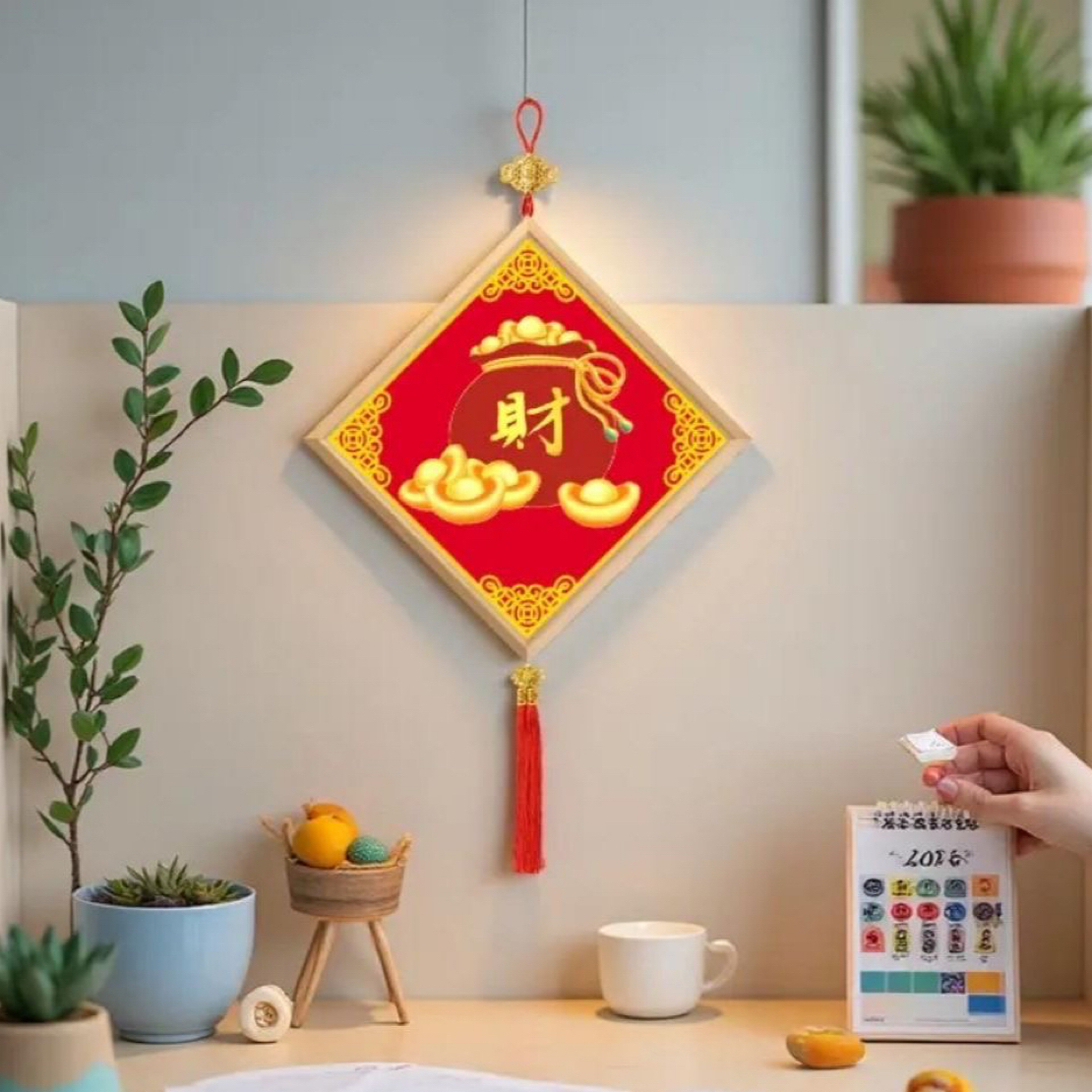 2026新款百福.百喜.百财十字绣挂件.满绣带框带流苏