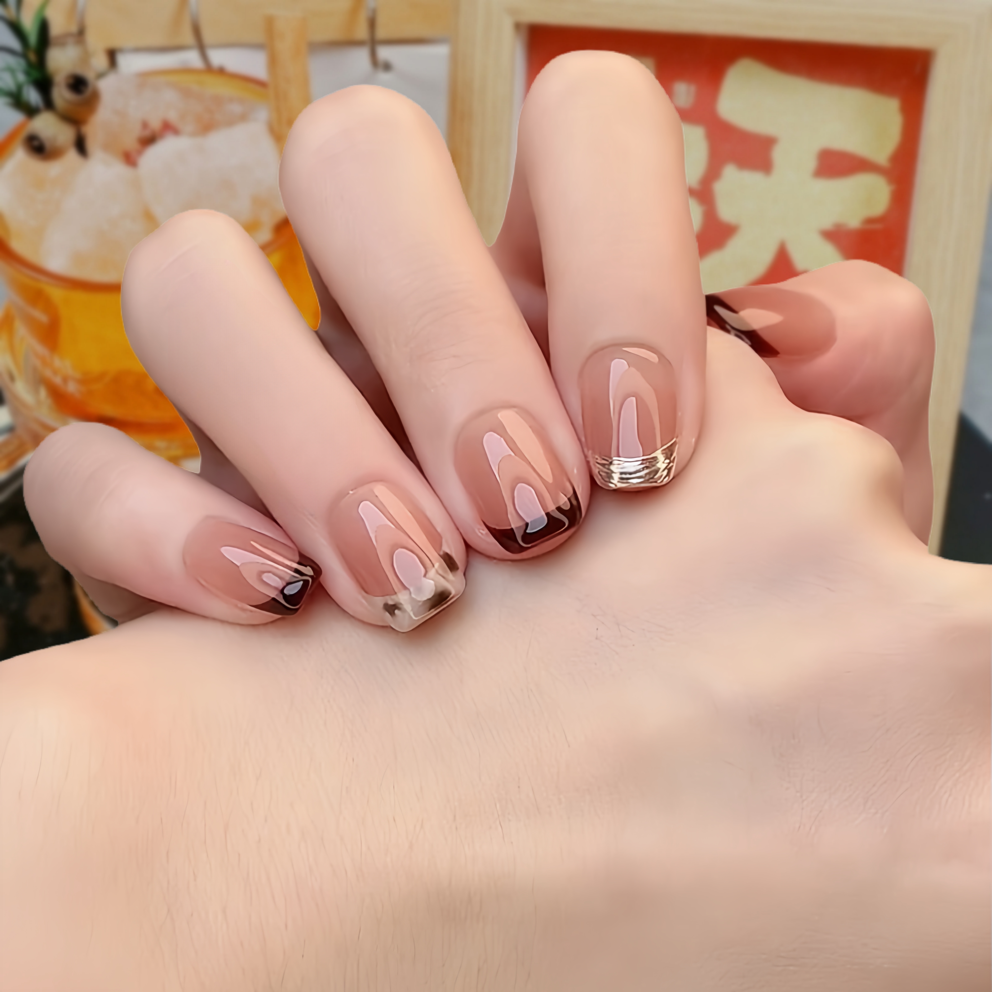 现货【来米】纯手工穿戴甲可拆卸秋冬法式显白高级新款美甲穿戴甲片