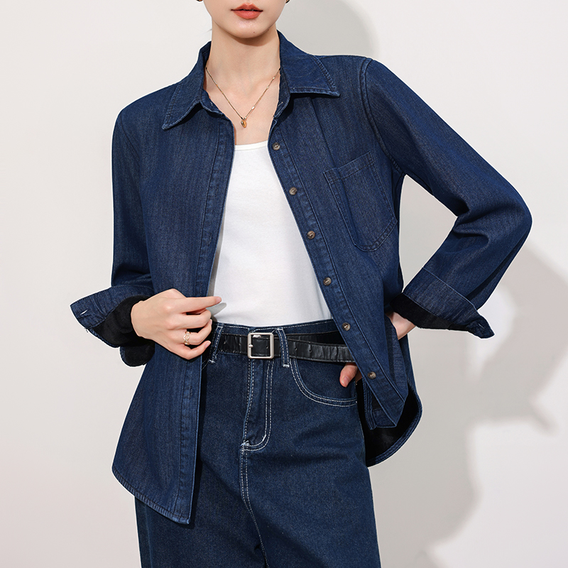 复古牛仔衬衫女长袖2026秋冬季加绒加厚衬衣百搭显瘦宽松休闲外套
