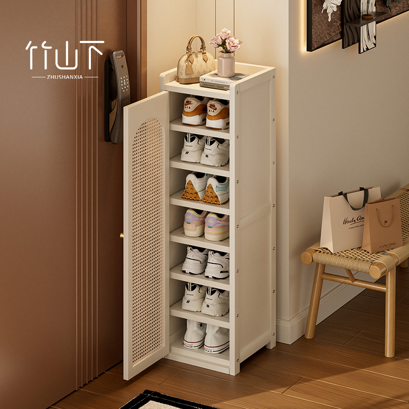 鞋柜靠墙一体柜塑藤款鞋子收纳柜玄关柜鞋架子多层家用室内置物架