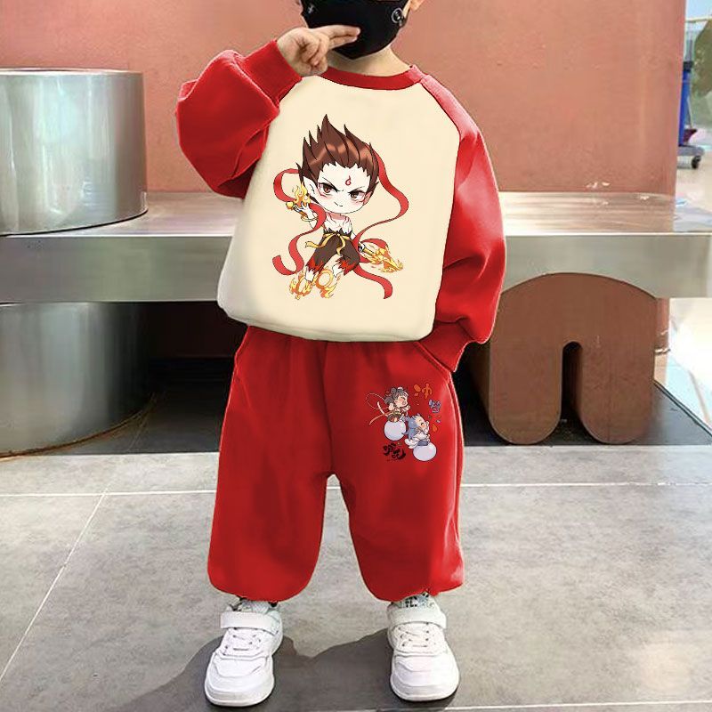 哪吒魔童闹海儿童卫衣套装国潮动漫男女童2025春秋装新款休闲宽松