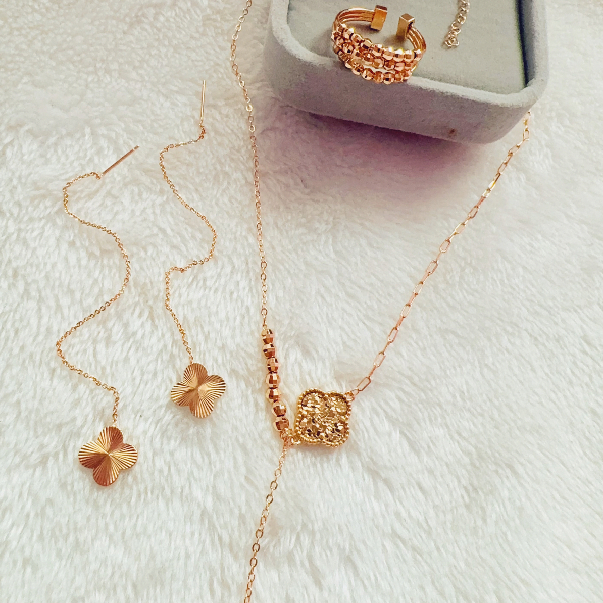 铜合金项链 parilar新款玫瑰金色幸运草项链集美时尚百搭三件918