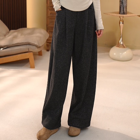 BEIJU 2025新款慵懒风松弛感显瘦百搭长裤高腰阔腿休闲裤女8824