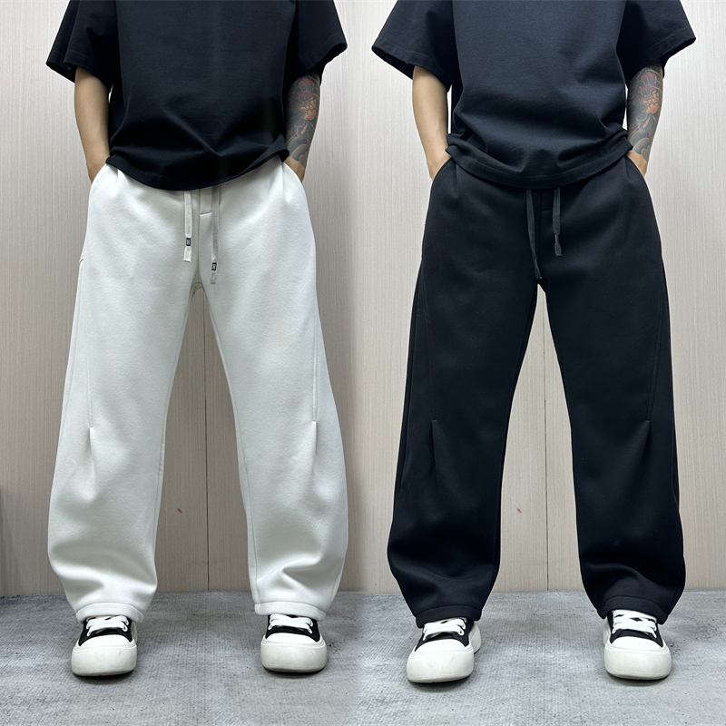 昊Studio冬季新款加绒直筒运动垂感裤直筒纯色高街潮流爆款休闲裤