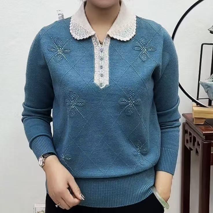 湖蓝色/洋红色/安可拉红娃娃领定位鲁冰花羊绒羊毛衫