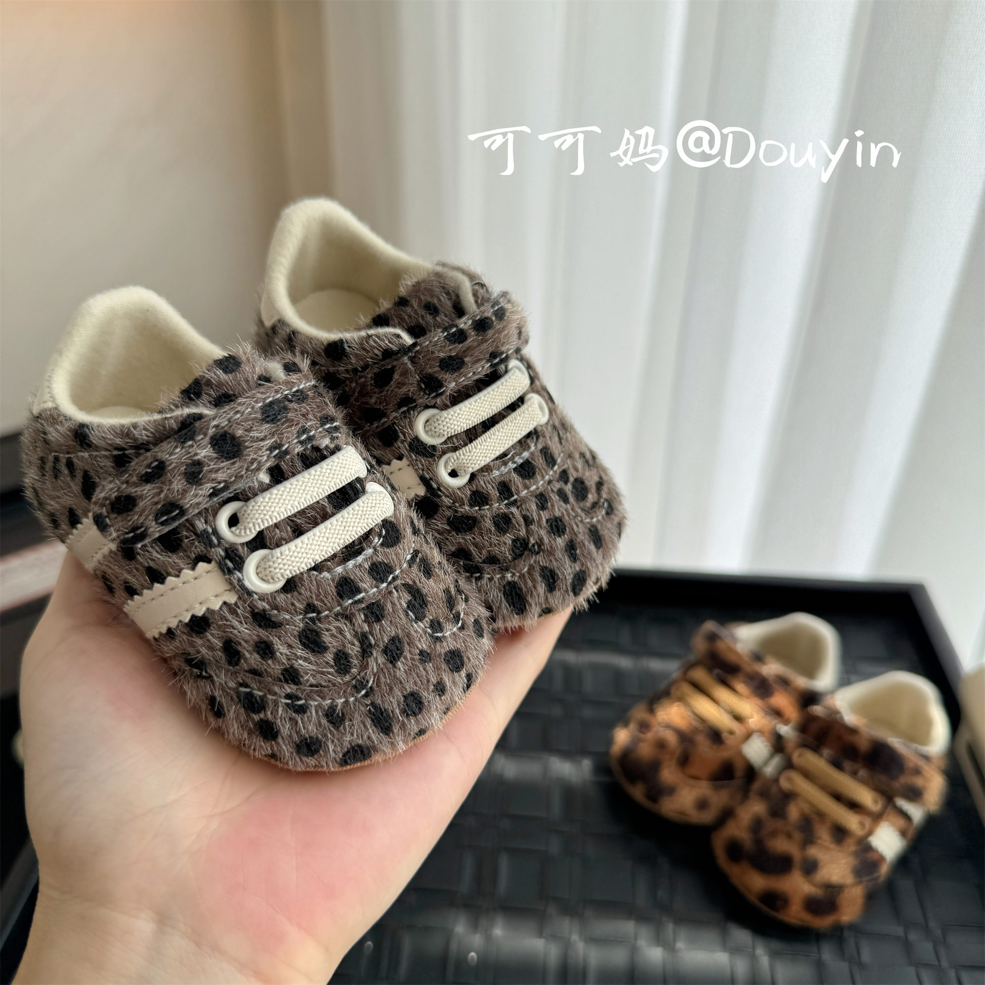 新款婴幼儿0-1岁6-12个月男女宝宝时尚豹纹软底防滑保暖学步单鞋