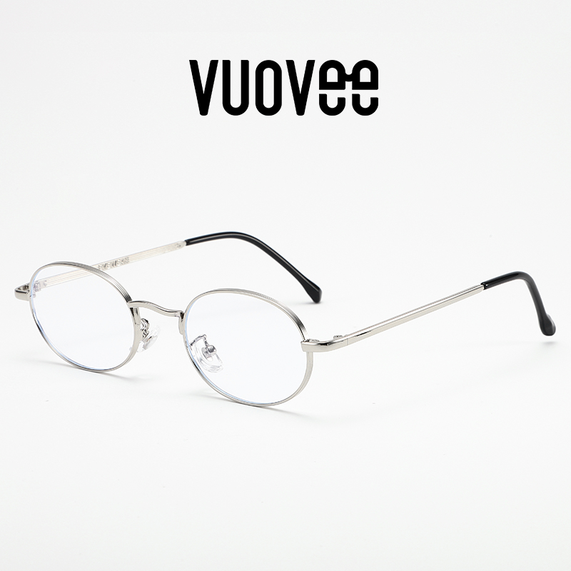 vuovee复古网红眼镜框女小框椭圆形近视眼镜防蓝光辐射日系文艺